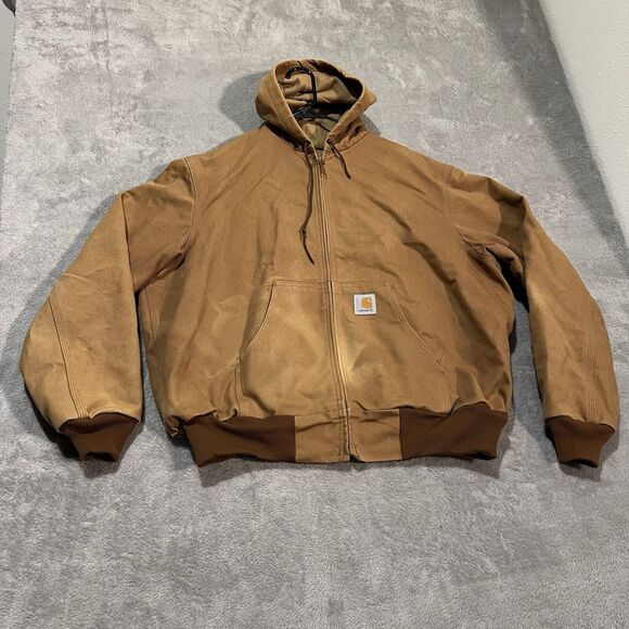 Carhartt Thermal Lined Duck Active Jacket Mens XL Brown Distressed J03 BRN